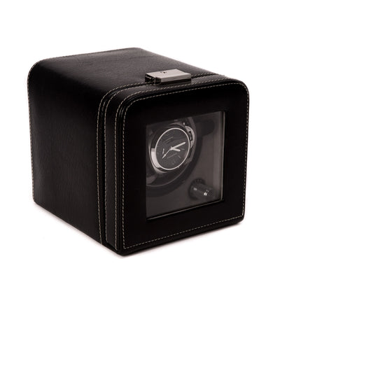 Bey-Berk Executive Automatic Watch Winder – Black Leather