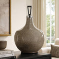 Decorative Jar - White/Gold Glass Round Large Bottle, 20 in.