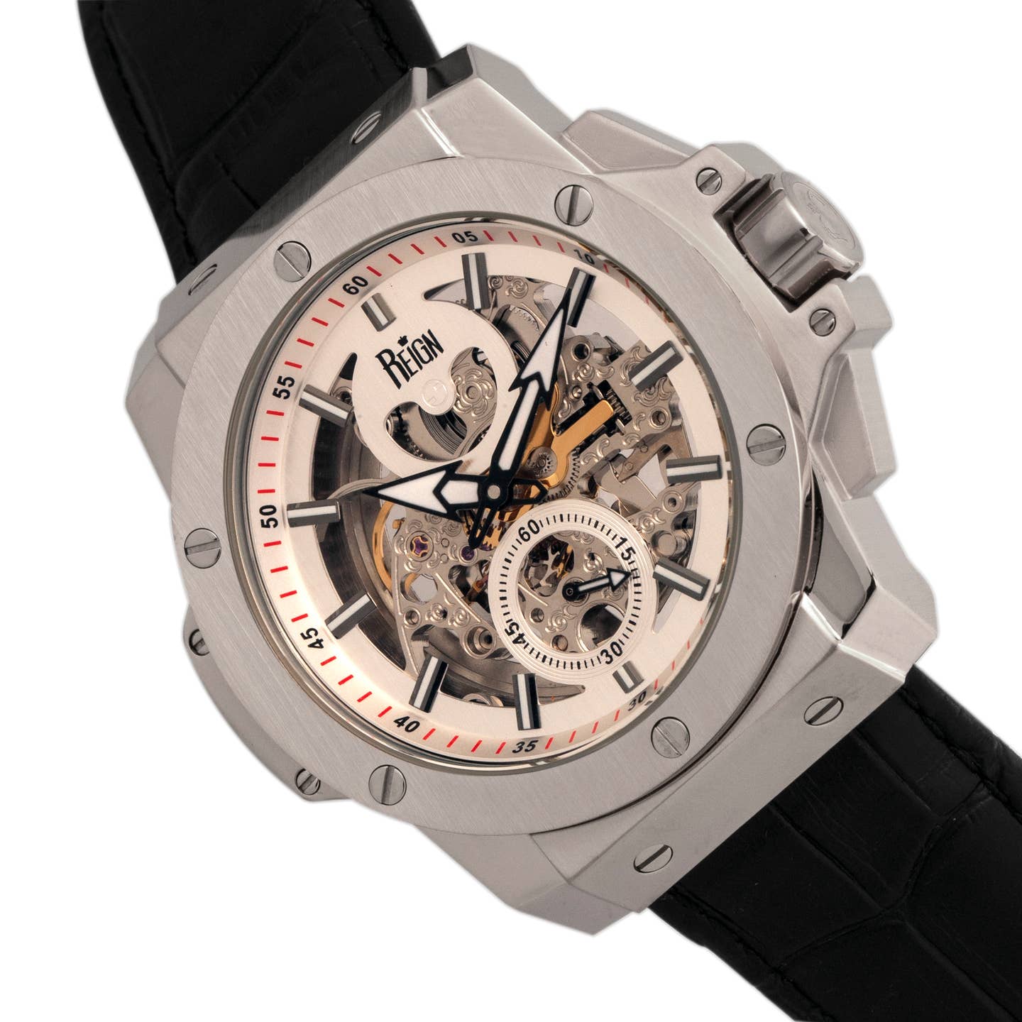 Reign Commodus Men's Automatic Skeleton Leather Watch