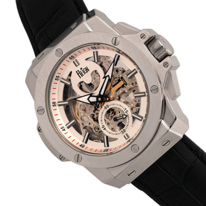 Reign Commodus Men's Automatic Skeleton Leather Watch