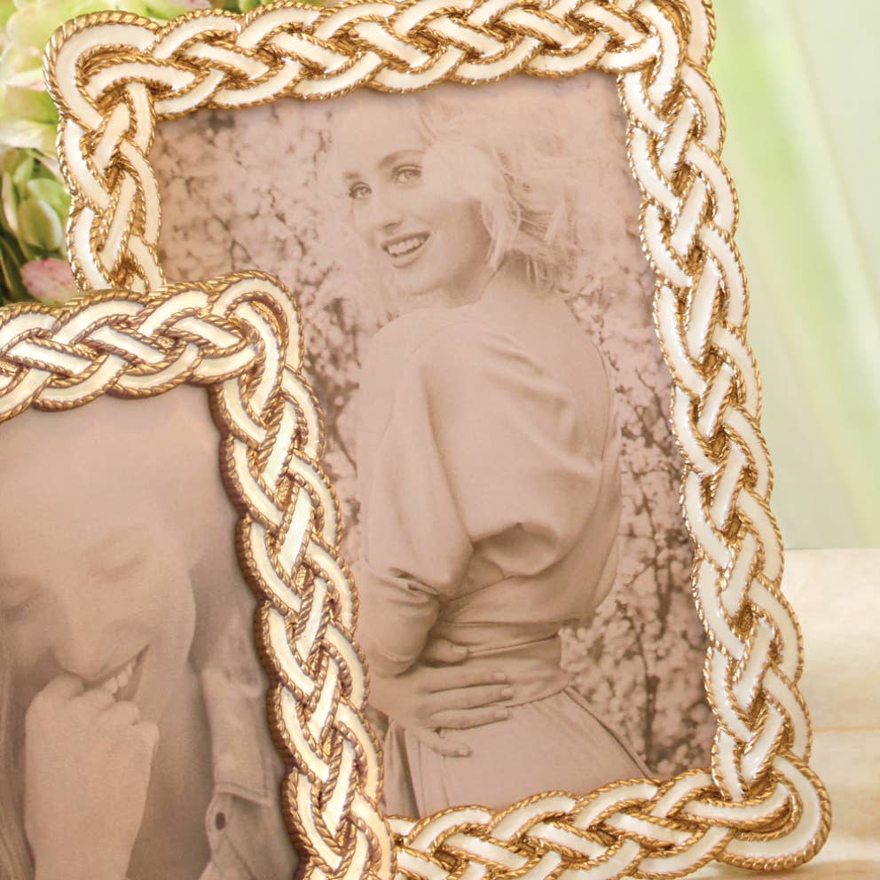 Jay Strongwater Liam Braided 8" x 10" Enamel Gold-Finished Picture Frame