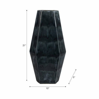 Decorative Vase - Green Ceramic Large Geometric, 21 in.