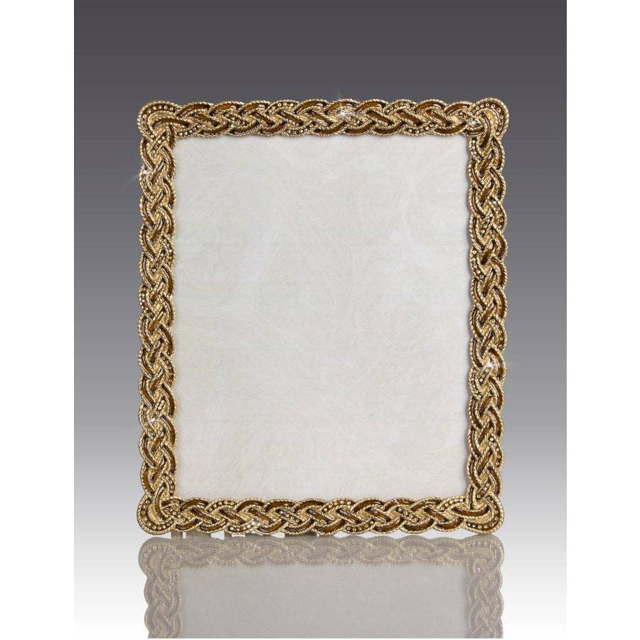 Jay Strongwater Aidan Braided 8" x 10" Enamel Gold-Finished Picture Frame, Amber