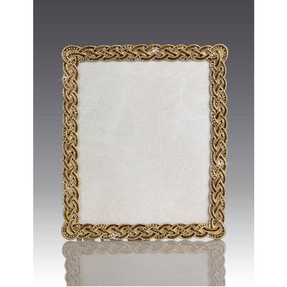 Jay Strongwater Aidan Braided 8" x 10" Enamel Gold-Finished Picture Frame, Amber