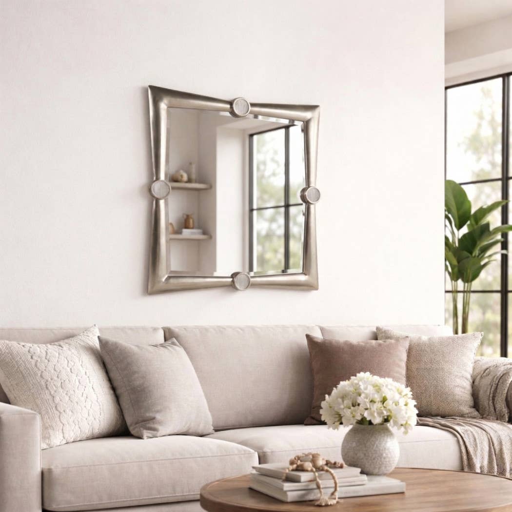 Wall Mirror - Gold Metal Modern Large Square, 32x36 in.