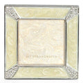 Jay Strongwater Leland Pavé Corner 2" Crystal Enamel Picture Frame, Crystal Pearl