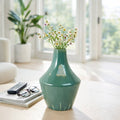 Decorative Vase - Green Ceramic Sculptural Curved, 12 in.