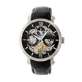 Authentic Heritor Aries Men's Automatic Skeleton Leather Watch, Silver/Black