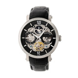 Authentic Heritor Aries Men's Automatic Skeleton Leather Watch, Silver/Black