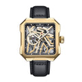 Authentic Heritor Campbell Men's Automatic Skeleton Leather Watch, Gold