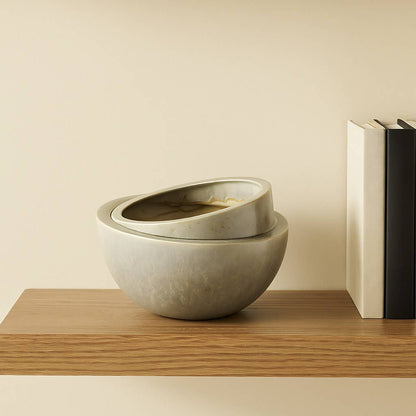Decorative Bowl - Gray Ceramic Modern Round Layered, 9 in.