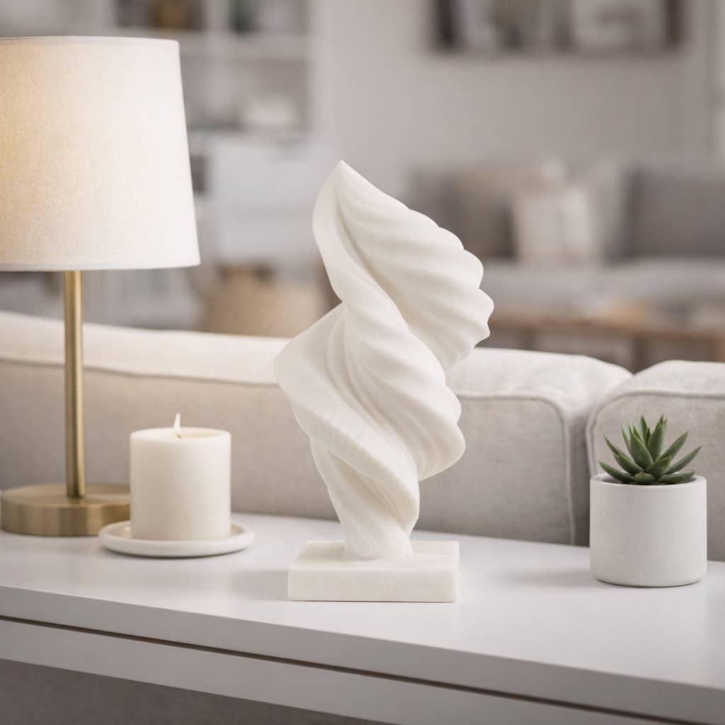 Decorative Object - White Resin Twisted Spiral, 15 in.