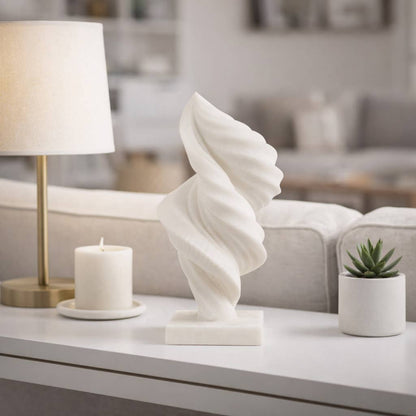 Decorative Object - White Resin Twisted Spiral, 15 in.