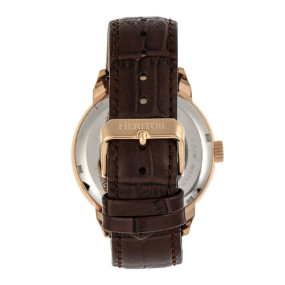 Heritor Sanford Men's Automatic Semi-Skeleton Leather Watch, Style HERHR8304