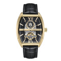 Authentic Heritor Masterson Men's Automatic Semi-Skeleton Leather Watch, Gold/Black
