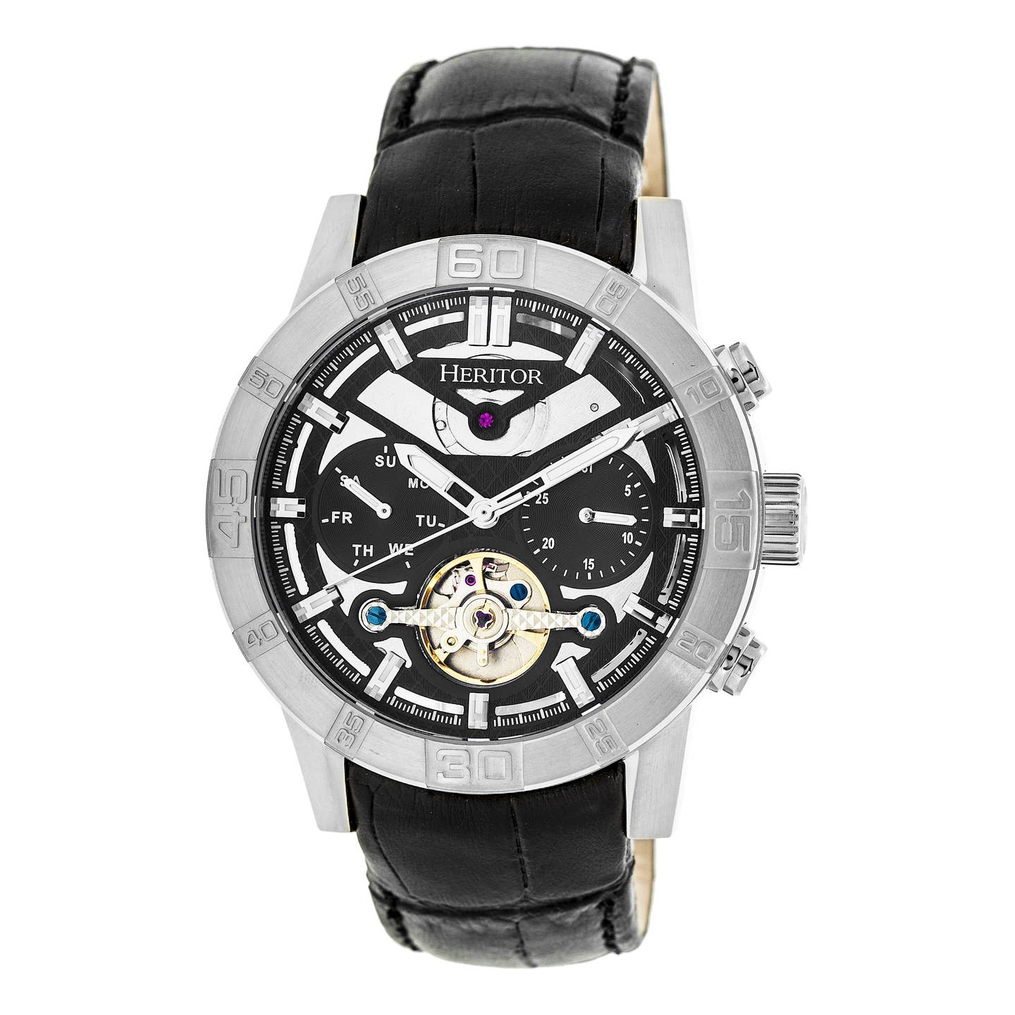 Heritor Hannibal Men's Automatic Semi-Skeleton Leather Watch, Style HERHR4102