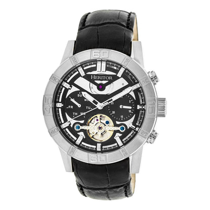 Heritor Hannibal Men's Automatic Semi-Skeleton Leather Watch, Style HERHR4102