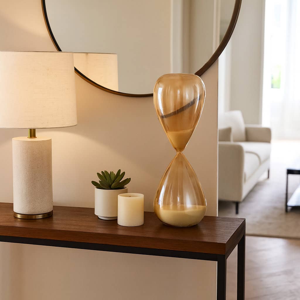 Decorative Object - Gold Glass Hourglass Sculpture, 17 in.