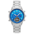 Authentic Heritor Wilhelm Men's Automatic Semi-Skeleton Bracelet Watch, Silver/Blue