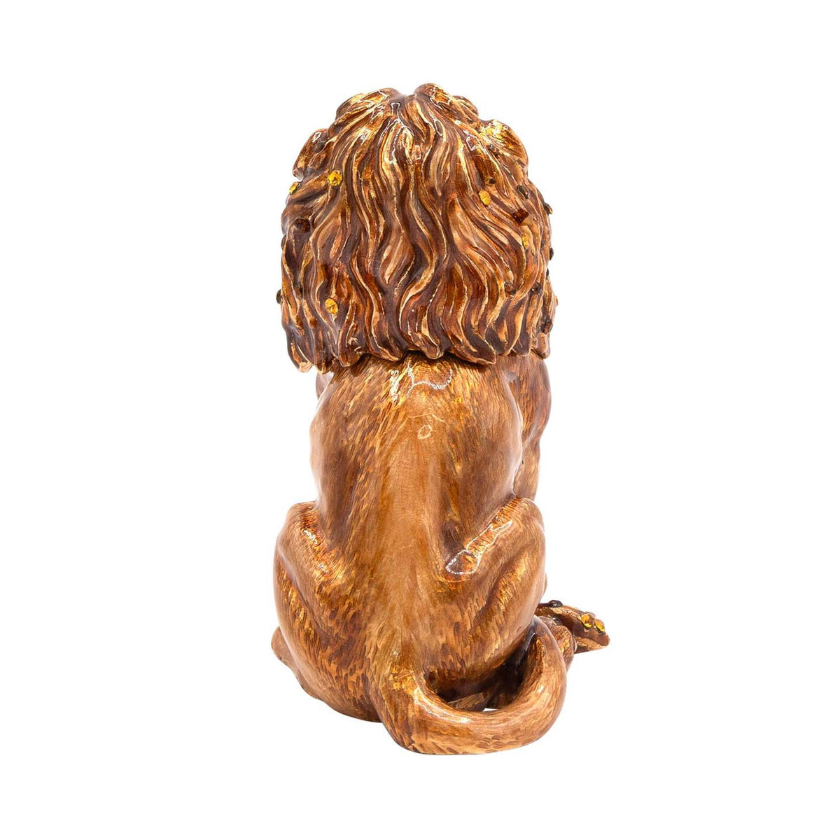 Jay Strongwater Mira Majestic Lion Decorative Box, Gold Crystal Enamel Gold-Finished