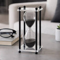 Hourglass Sandtimer - Black Metal Frame Plastic Base, 7 in.