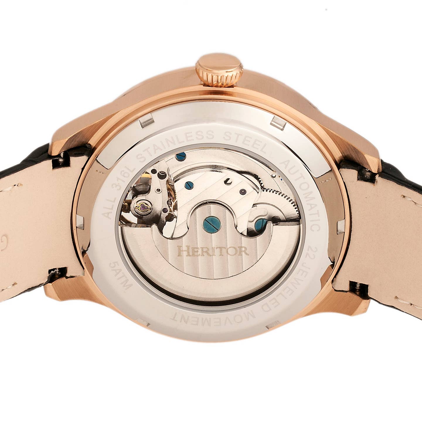 Heritor Gregory Men's Automatic Semi-Skeleton Leather Watch, Style HERHR8105