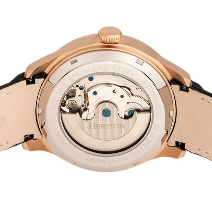 Heritor Gregory Men's Automatic Semi-Skeleton Leather Watch, Style HERHR8105