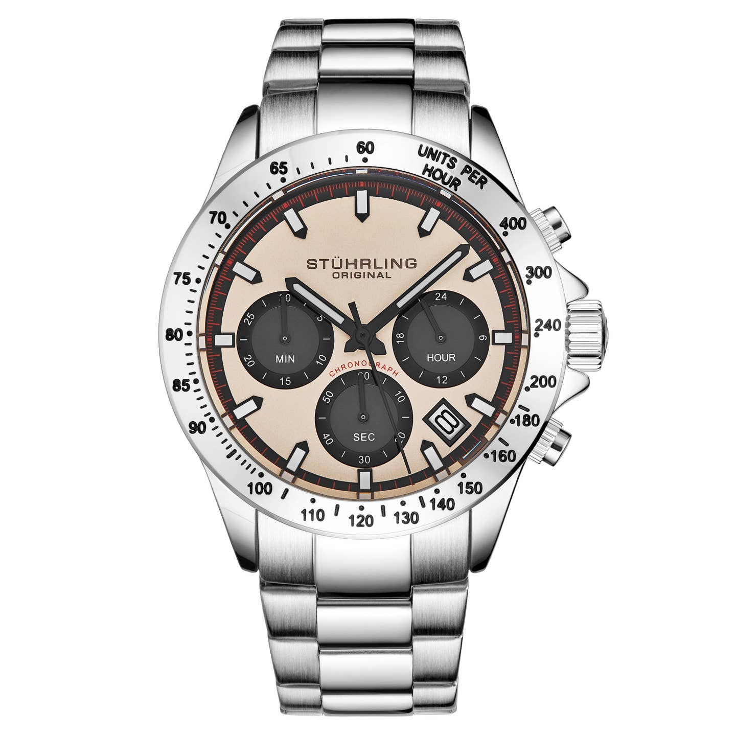 Stuhrling Original Ultima 3960 Men's Quartz Chronograph Watch, 42mm, Beige Dial