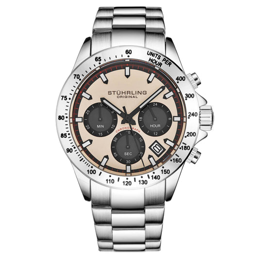Stuhrling Original Ultima 3960 Men's Quartz Chronograph Watch, 42mm, Beige Dial