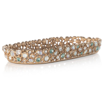 Jay Strongwater Julius Bejeweled Swarovski Crystal Enamel Gold-Finished Decorative Tray, Opal