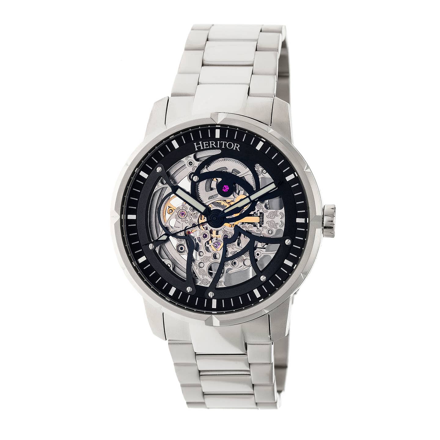 Heritor Ryder Men's Automatic Skeleton Bracelet Watch, Silver/Black