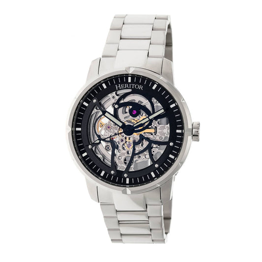 Heritor Ryder Men's Automatic Skeleton Bracelet Watch, Silver/Black