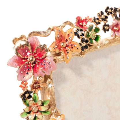 Jay Strongwater Leartes 4 X 6 Floral Crystal Enamel Picture Frame, Night Bloom