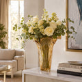 Decorative Vase - Brown Italian Glass Tall Wavy Rim, 15 in.