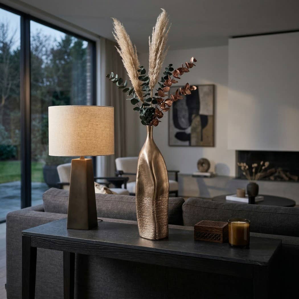 Decorative Vase - Gold Metal Modern Small Textured, 20 in.
