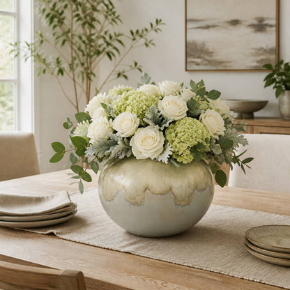 Decorative Bowl - Gray Ceramic Drip Glazed Accent Large,15in