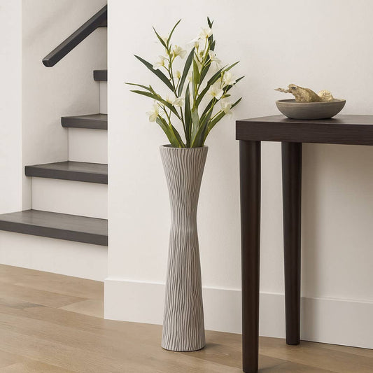 Floor Vase - Black/White Ceramic Tall Silhouette, 31 in.