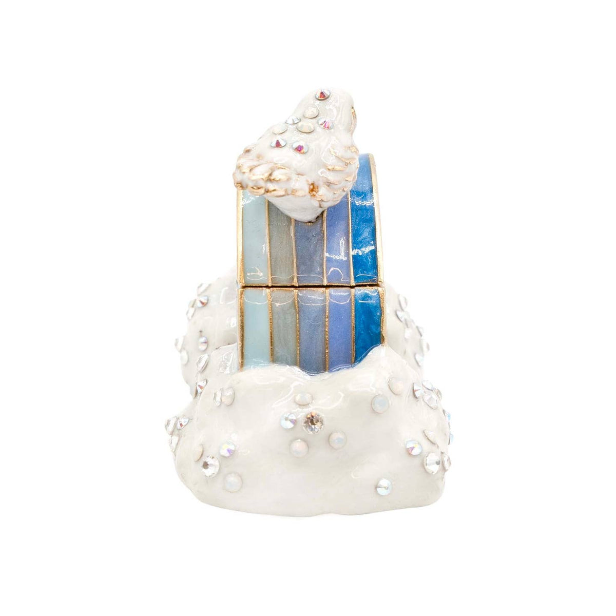 Jay Strongwater Jordan Blue Rainbow Decorative Box, Heart Crystal Enamel Gold-Finished