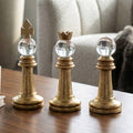 Decorative Object Set of 3- Gold Metal Chess Piece, 8/9/10in