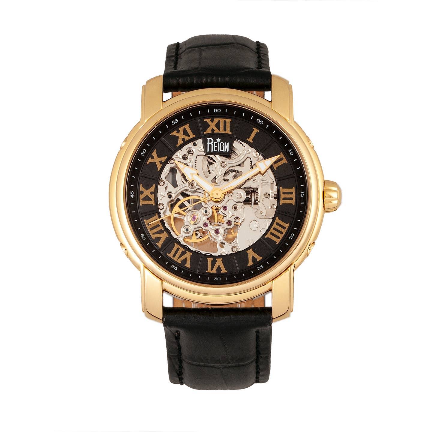 Reign Kahn Men's Automatic Skeleton Leather Watch