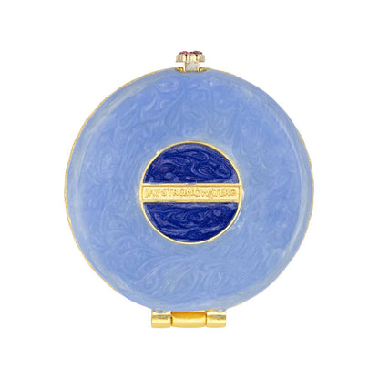 Jay Strongwater Jayla 2" Round Butterfly Compact Mirror, Floral Austrian Crystal Enamel Gold-Finished Flora & Fauna