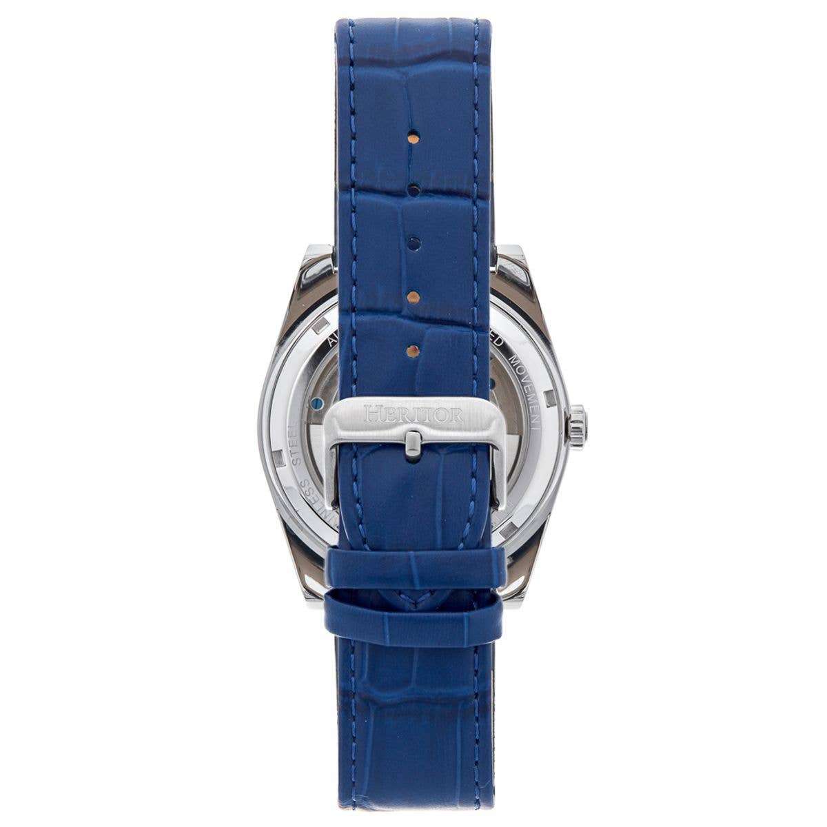 Heritor Daxton Men's Automatic Skeleton Leather Watch, Blue