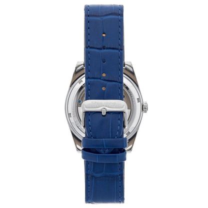 Heritor Daxton Men's Automatic Skeleton Leather Watch, Blue