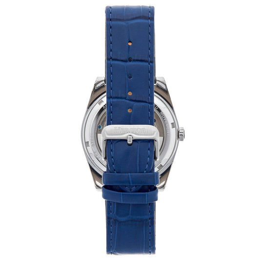 Heritor Daxton Men's Automatic Skeleton Leather Watch, Blue
