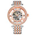 Stuhrling Original Delphi 3944 Women's Automatic Skeleton Watch, 38mm, Two-Tone Rose Gold & Silver Bracelet, Skeleton Dial