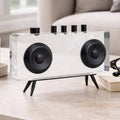 Sculpture - Black and White Metal Acrylic Radio, 5 in.