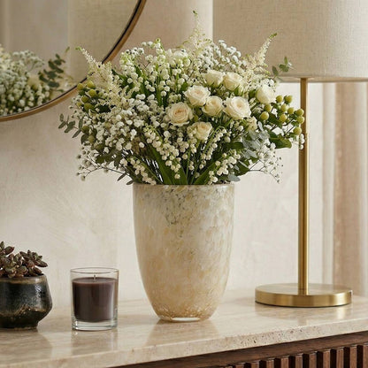 Decorative Vase - Tan Glass Round with Speckled Finish, 9 in