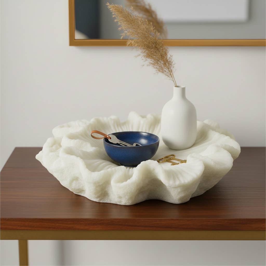 Decorative Bowl - White Resin Elegant Inspired Shell, 17 in.