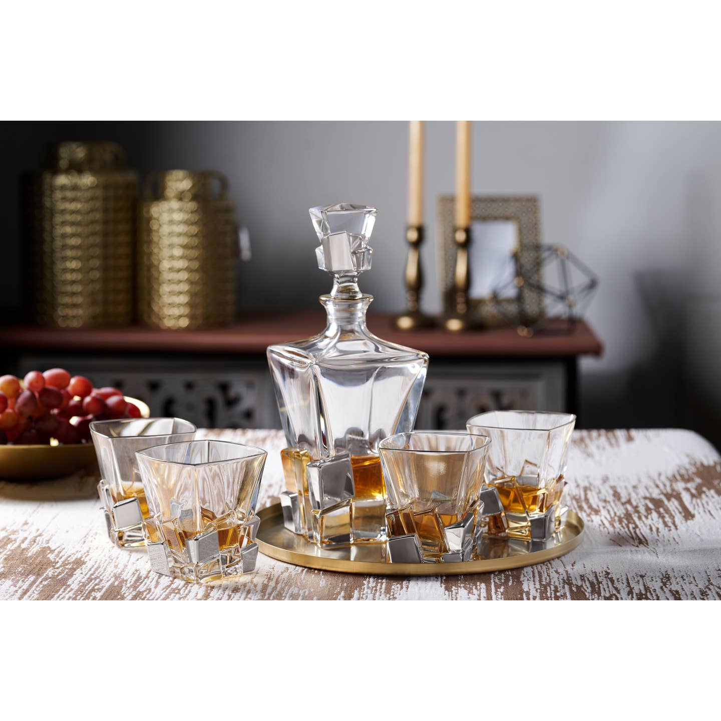 Crack Lead-free crystal Whiskey Decanter, 28 oz.