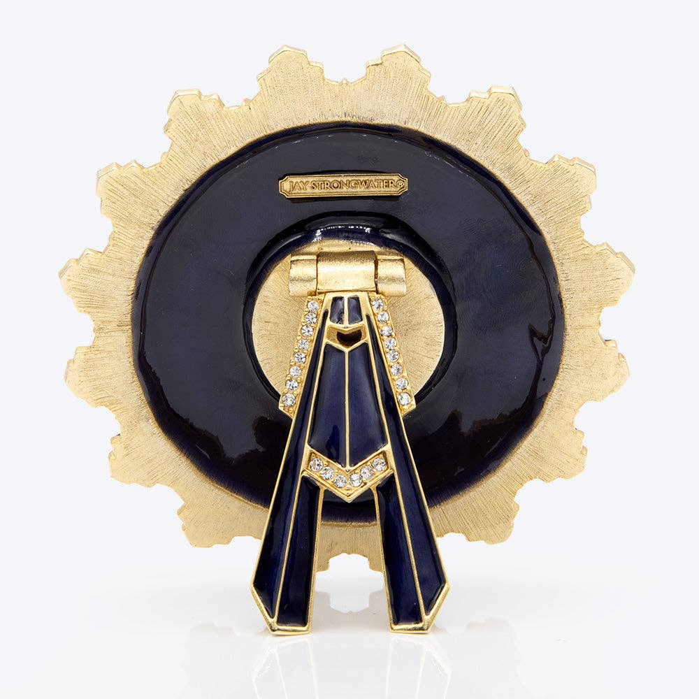 Jay Strongwater Clarence Art Deco Bumble Bee Swarovski Crystal Enamel Gold-Finished Table Clock, Delft Garden